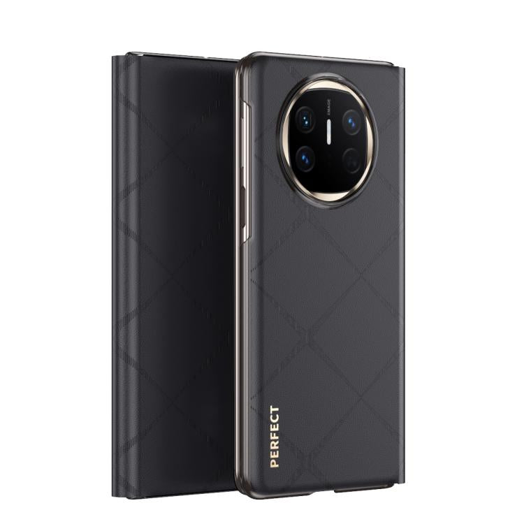 For Huawei Mate X6 Plain Leather Embossed MagSafe Magnetic Phone Leather Case(Black)
