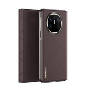 For Huawei Mate X6 Plain Leather Embossed MagSafe Magnetic Phone Leather Case(Coffee)