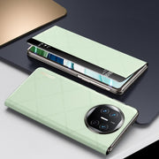 For Huawei Mate X5 Plain Leather Embossed MagSafe Magnetic Phone Leather Case(Green)