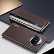 For Huawei Mate X3 Plain Leather Embossed MagSafe Magnetic Phone Leather Case(Coffee) - Huawei Cases by PMC TechLife | Online Shopping South Africa | PMC TechLife | Buy Now Pay Later Mobicred