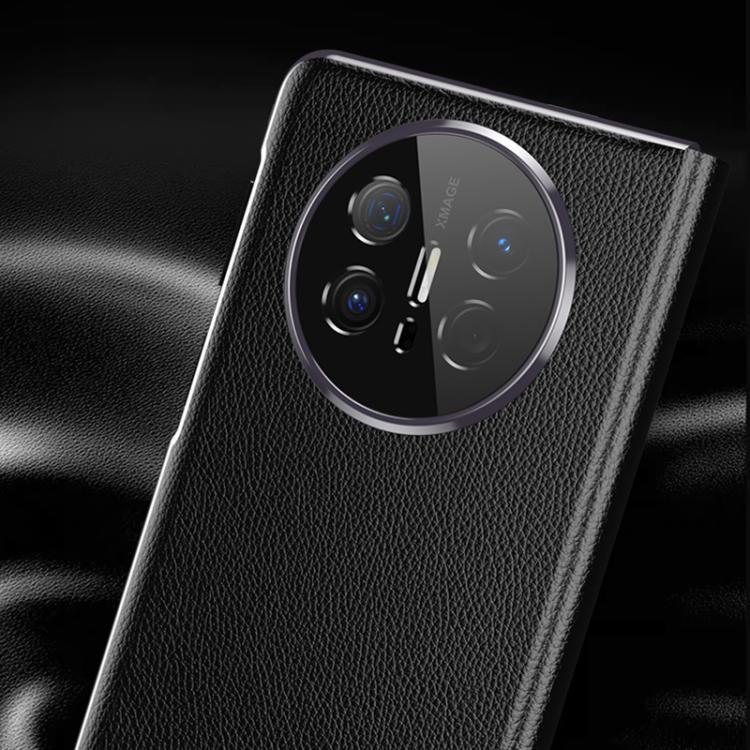 For Huawei Mate X6 Electroplating Litchi Pattern Grain Leather Smart Window MagSafe Phone Leather Case(Red)