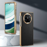 For Huawei Mate X6 Electroplated Litchi Pattern Phone Leather Case with Glass Lens(Black)