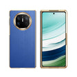 For Huawei Mate X6 Electroplated Litchi Pattern Phone Leather Case with Glass Lens(Blue) - Huawei Cases by PMC TechLife | Online Shopping South Africa | PMC TechLife | Buy Now Pay Later Mobicred