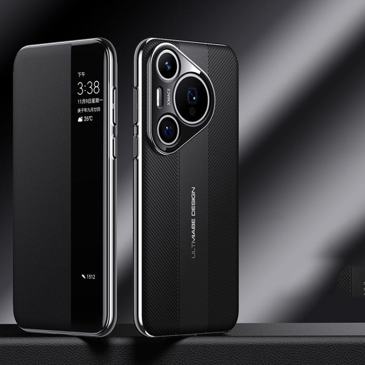 For Huawei Pura 70 Pro Smart View Window Imitation Ultimate Design Phone Case(Black)