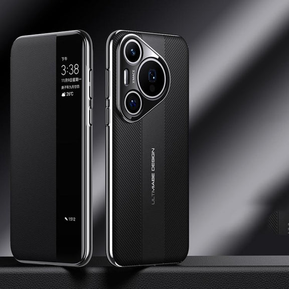 For Huawei Pura 70 Pro Smart View Window Imitation Ultimate Design Phone Case(Black)