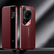 For Huawei Pura 70 Ultra Smart View Window Imitation Ultimate Design Phone Case(Red)
