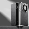 For Huawei Mate 60 Pro Smart View Window Plain Leather Paint PC Phone Case(Grey) - Huawei Cases by PMC TechLife | Online Shopping South Africa | PMC TechLife | Buy Now Pay Later Mobicred
