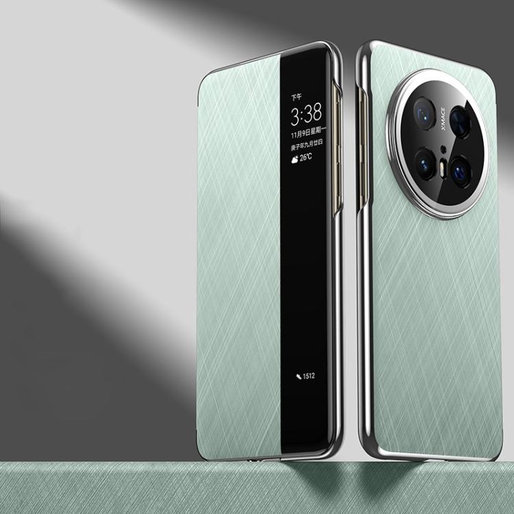 For Huawei Mate 70 Pro / 70 Pro+ Smart View Window Plain Leather Paint PC Phone Case(Cyan-blue)