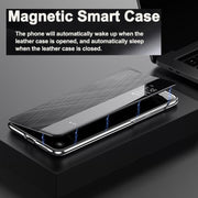 For Huawei Mate 60 Pro Smart View Window Plain Leather Paint PC Phone Case(Black)