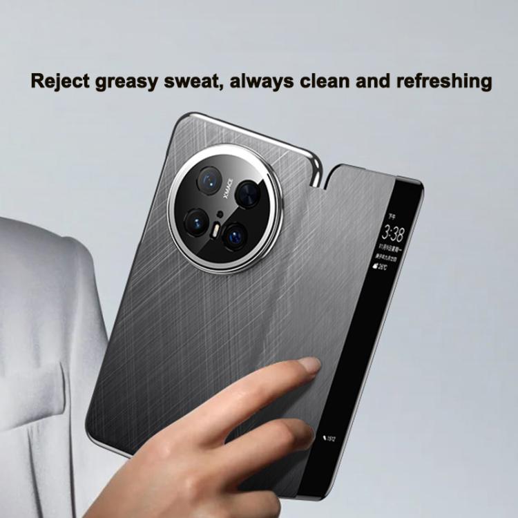 For Huawei Mate 60 Pro Smart View Window Plain Leather Paint PC Phone Case(Black)
