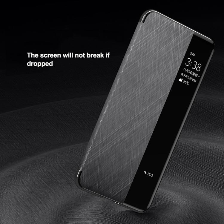 For Huawei Mate 60 Pro Smart View Window Plain Leather Paint PC Phone Case(Black)
