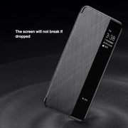 For Huawei Mate 60 Pro Smart View Window Plain Leather Paint PC Phone Case(Black)