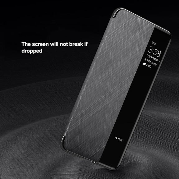 For Huawei Mate 60 Pro Smart View Window Plain Leather Paint PC Phone Case(Black)