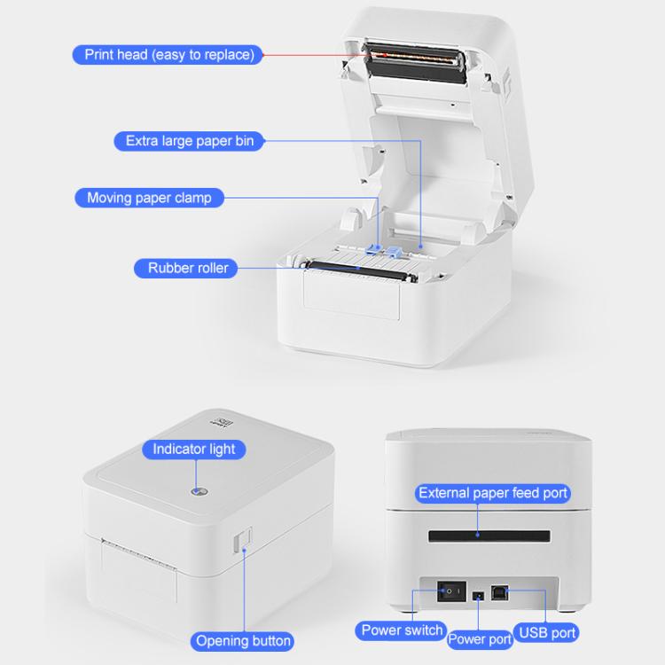 HPRT D35 Computer Version Express Electronic Waybill Printer, Plug:US Plug(White)