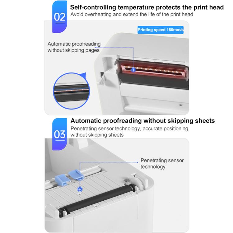HPRT D35 Bluetooth Version Express Electronic Waybill Printer, Plug:UK Plug(White)