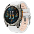For Garmin Fenix 8 AMOLED 43mm Silver Steel Buckle Quick Release Silicone Watch Band(White Khaki) - free shipping - PMC TechLife - Order now!