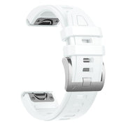 For Garmin Fenix 8 AMOLED 43mm Silver Steel Buckle Quick Release Silicone Watch Band(White)