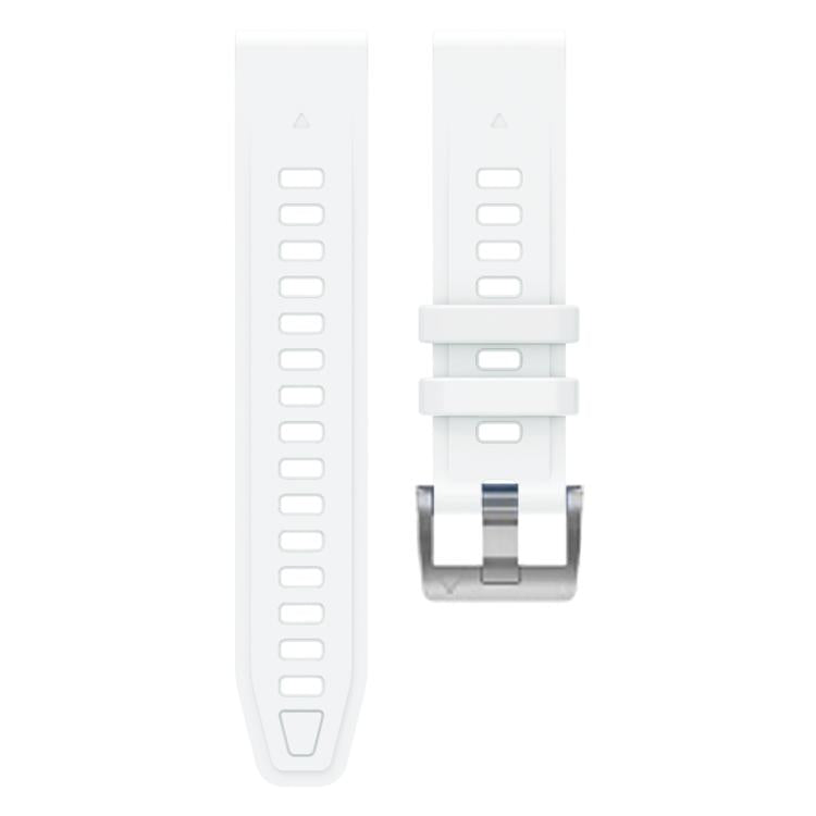 For Garmin Fenix 8 AMOLED 43mm Silver Steel Buckle Quick Release Silicone Watch Band(White)