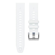For Garmin Fenix 8 AMOLED 43mm Silver Steel Buckle Quick Release Silicone Watch Band(White)