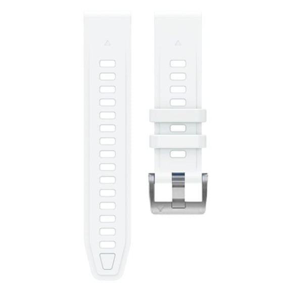 For Garmin Fenix 8 AMOLED 43mm Silver Steel Buckle Quick Release Silicone Watch Band(White)