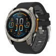For Garmin Fenix 8 AMOLED 43mm Silver Steel Buckle Quick Release Silicone Watch Band(Black Gray) - free shipping - PMC TechLife - Order now!
