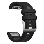 For Garmin Fenix 8 AMOLED 43mm Silver Steel Buckle Quick Release Silicone Watch Band(Black Gray)