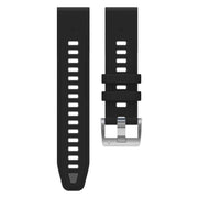 For Garmin Fenix 8 AMOLED 43mm Silver Steel Buckle Quick Release Silicone Watch Band(Black Gray)