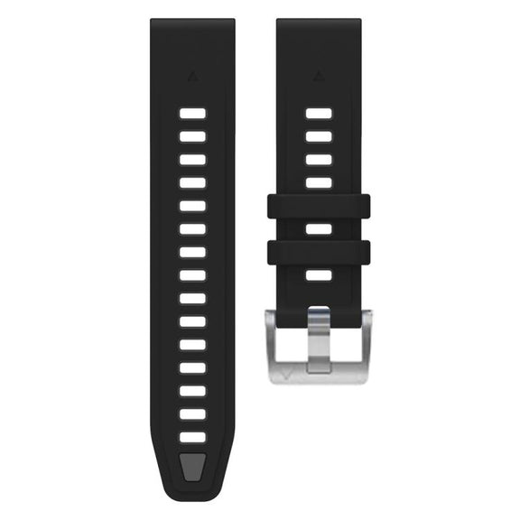 For Garmin Fenix 8 AMOLED 43mm Silver Steel Buckle Quick Release Silicone Watch Band(Black Gray)