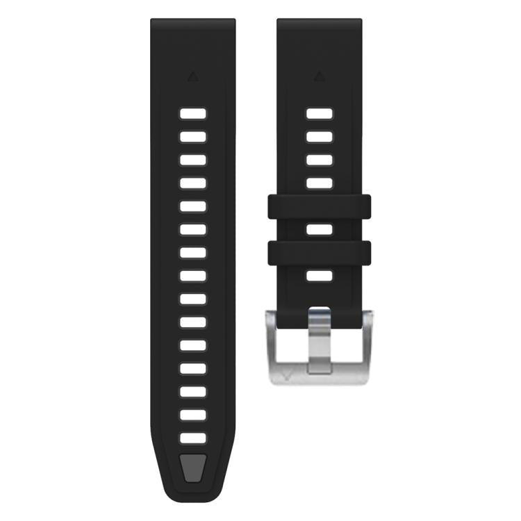 For Garmin Fenix 8 AMOLED 43mm Silver Steel Buckle Quick Release Silicone Watch Band(Black Gray)