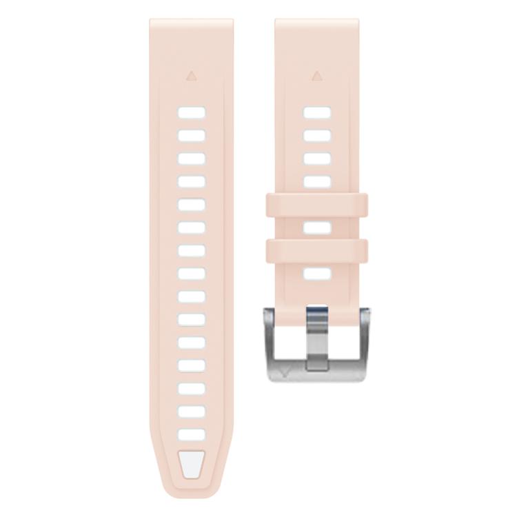 For Garmin Fenix 8 AMOLED 43mm Silver Steel Buckle Quick Release Silicone Watch Band(Khaki White)