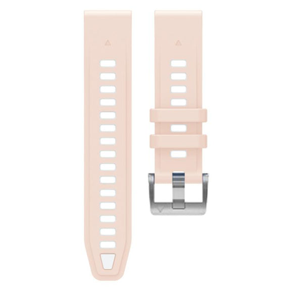 For Garmin Fenix 8 AMOLED 43mm Silver Steel Buckle Quick Release Silicone Watch Band(Khaki White)