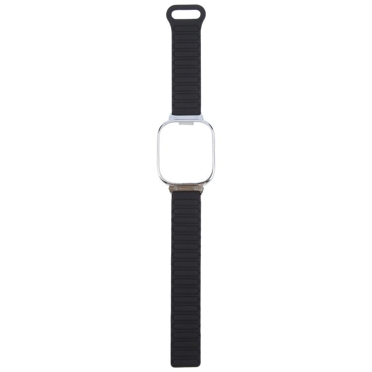 For Redmi Watch 5 / Watch 4 Metal Silver Frame Integrated I-shaped Magnetic Silicone Watch Band(Black)