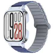 For Redmi Watch 5 / Watch 4 Metal Silver Frame Integrated I-shaped Magnetic Silicone Watch Band(Indigo Gray)