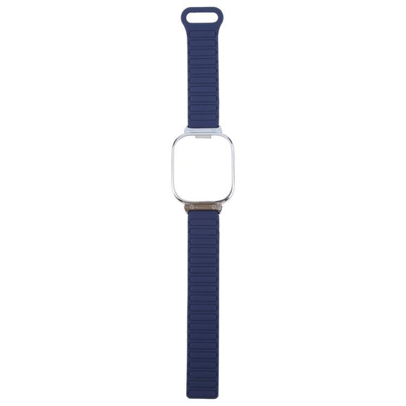 For Redmi Watch 5 / Watch 4 Metal Silver Frame Integrated I-shaped Magnetic Silicone Watch Band(Indigo Gray)
