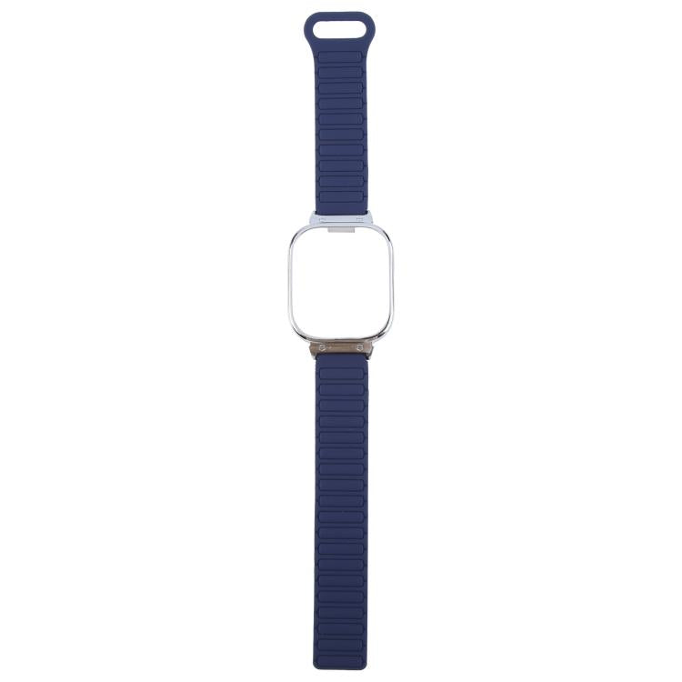 For Redmi Watch 5 / Watch 4 Metal Silver Frame Integrated I-shaped Magnetic Silicone Watch Band(Indigo Gray)