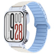 For Redmi Watch 5 / Watch 4 Metal Silver Frame Integrated I-shaped Magnetic Silicone Watch Band(White Blue) - free shipping - PMC TechLife - Order now!