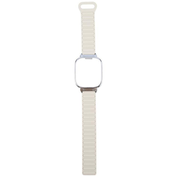 For Redmi Watch 5 / Watch 4 Metal Silver Frame Integrated I-shaped Magnetic Silicone Watch Band(White Blue)