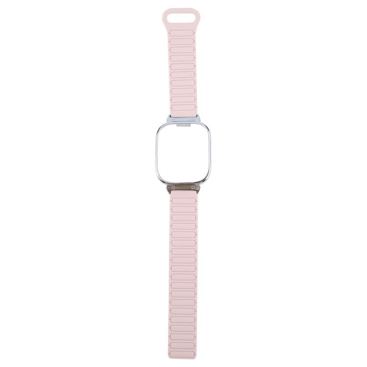 For Redmi Watch 5 / Watch 4 Metal Silver Frame Integrated I-shaped Magnetic Silicone Watch Band(Pink Starlight)