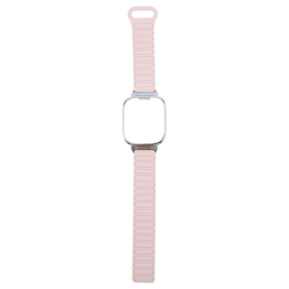 For Redmi Watch 5 / Watch 4 Metal Silver Frame Integrated I-shaped Magnetic Silicone Watch Band(Pink Starlight)