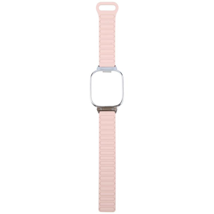 For Redmi Watch 5 / Watch 4 Metal Silver Frame Integrated I-shaped Magnetic Silicone Watch Band(Pink Blue)