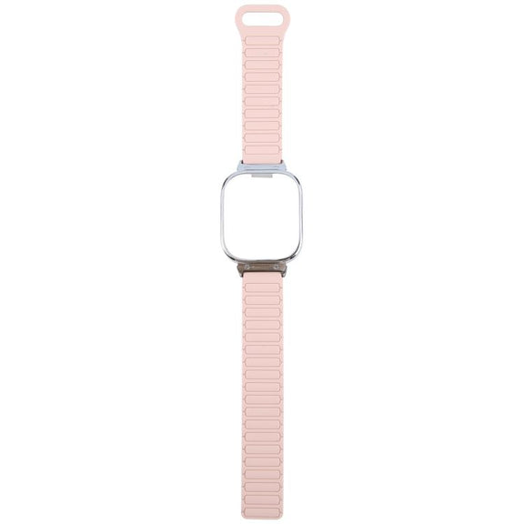 For Redmi Watch 5 / Watch 4 Metal Silver Frame Integrated I-shaped Magnetic Silicone Watch Band(Pink Blue)