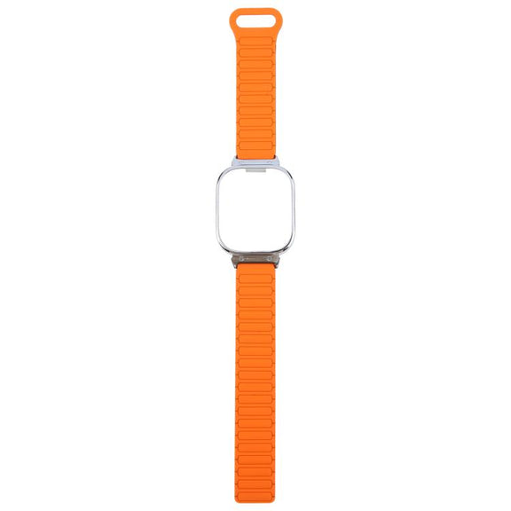 For Redmi Watch 5 / Watch 4 Metal Silver Frame Integrated I-shaped Magnetic Silicone Watch Band(Orange Black)