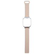 For Redmi Watch 5 / Watch 4 Metal Silver Frame Integrated I-shaped Magnetic Silicone Watch Band(Milk Tea Rocky White)