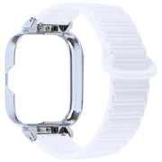 For Redmi Watch 5 / Watch 4 Metal Silver Frame Integrated I-shaped Magnetic Silicone Watch Band(Ceramic White)