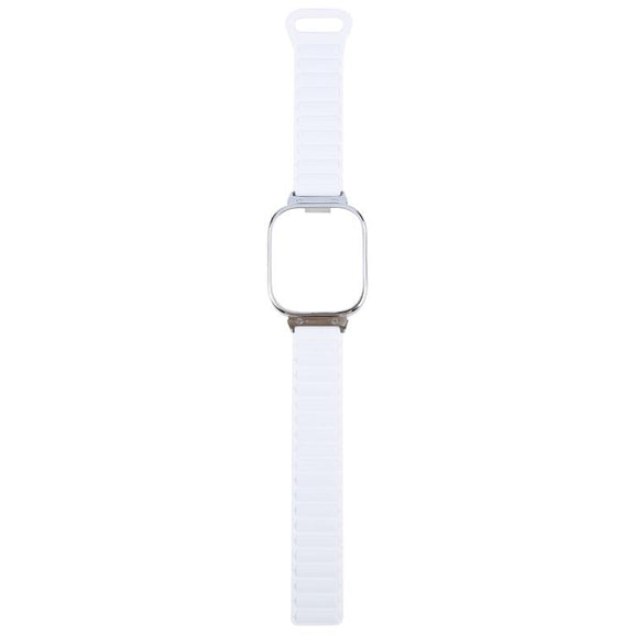 For Redmi Watch 5 / Watch 4 Metal Silver Frame Integrated I-shaped Magnetic Silicone Watch Band(Ceramic White)