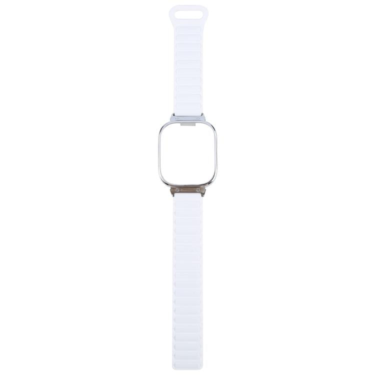 For Redmi Watch 5 / Watch 4 Metal Silver Frame Integrated I-shaped Magnetic Silicone Watch Band(Ceramic White)