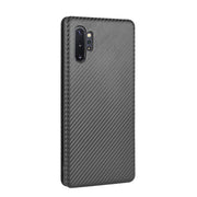 For Samsung Galaxy Note10 Plus Carbon Fiber Texture Horizontal Flip TPU + PC + PU Leather Case with Card Slot(Black)