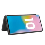 For Samsung Galaxy Note10 Plus Carbon Fiber Texture Horizontal Flip TPU + PC + PU Leather Case with Card Slot(Black)