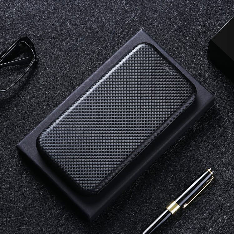 For Samsung Galaxy Note10 Plus Carbon Fiber Texture Horizontal Flip TPU + PC + PU Leather Case with Card Slot(Black)