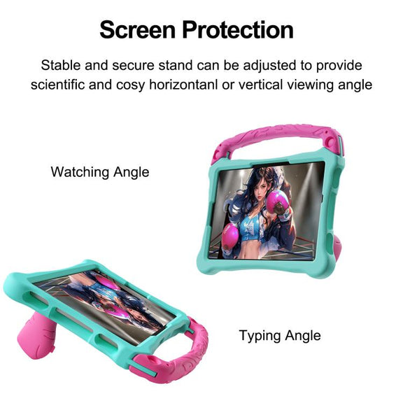 For Honor Pad X8a 11 inch Boxing Series Kickstand EVA Shockproof Tablet Case with Shoulder Strap(Mint Rose Red)